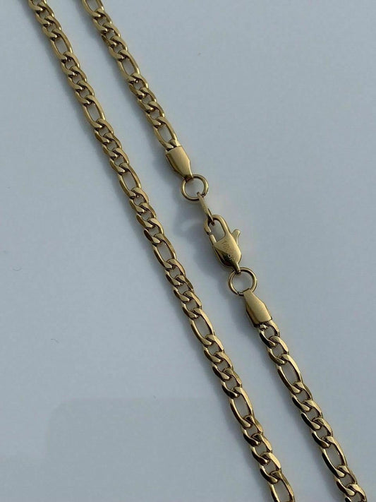 HarlemBling Mens Gold Figaro Chain 5mm 14k Yellow Gold Over Stainless Steel 18-30 Lengths