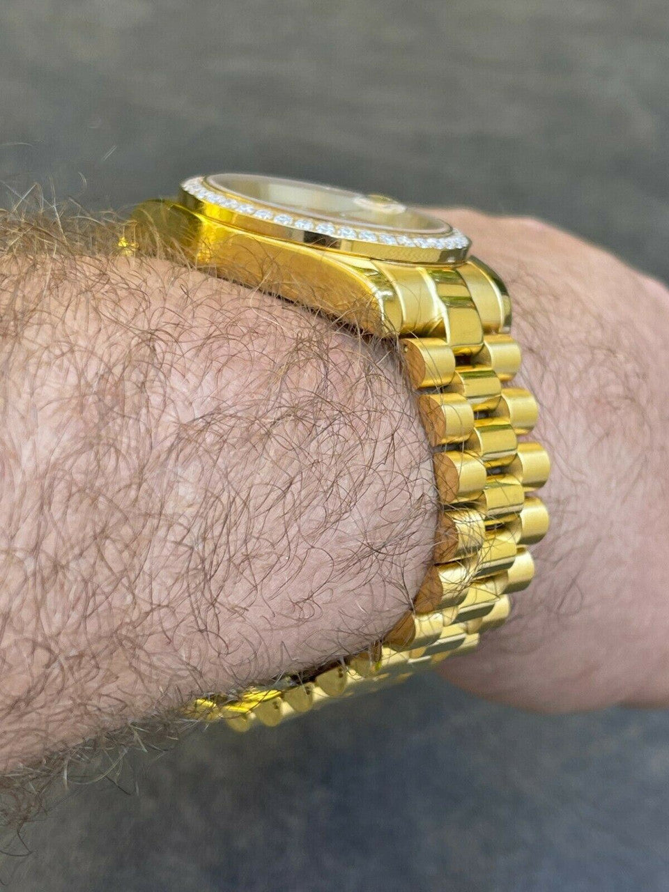 HarlemBling Mens Gold Real Stainless Iced 3.3ct Moissanite Watch Passes Diamond Tester 41mm