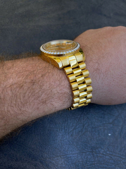 HarlemBling Mens Gold Real Stainless Iced 3.3ct Moissanite Watch Passes Diamond Tester 41mm