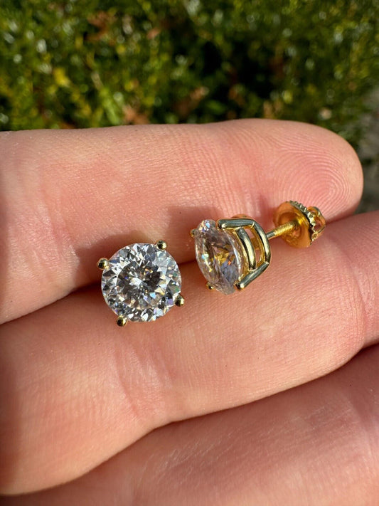 HarlemBling Mens Ladies Real Portuguese Cut Moissanite Stud Earrings 925 Silver 1-4ct VVS D