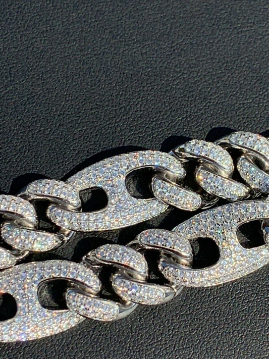 HarlemBling Mens Miami Cuban Iced Gucci Link Bracelet Solid 925 Silver Hip Hop Flooded Out