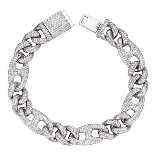 HarlemBling Mens Miami Cuban Iced Gucci Link Bracelet Solid 925 Silver Hip Hop Flooded Out