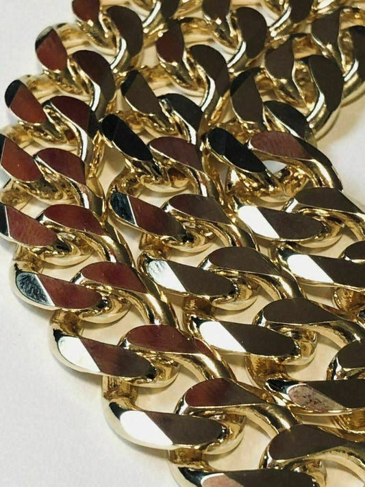 HarlemBling Mens Miami Cuban Link Chain 14k Gold Over Solid 925 Silver 200 Grams 30 14mm