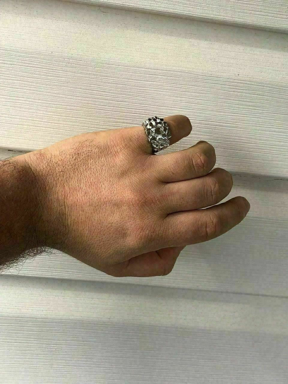 HarlemBling Mens REAL Solid 925 Sterling Silver Heavy Nugget Ring