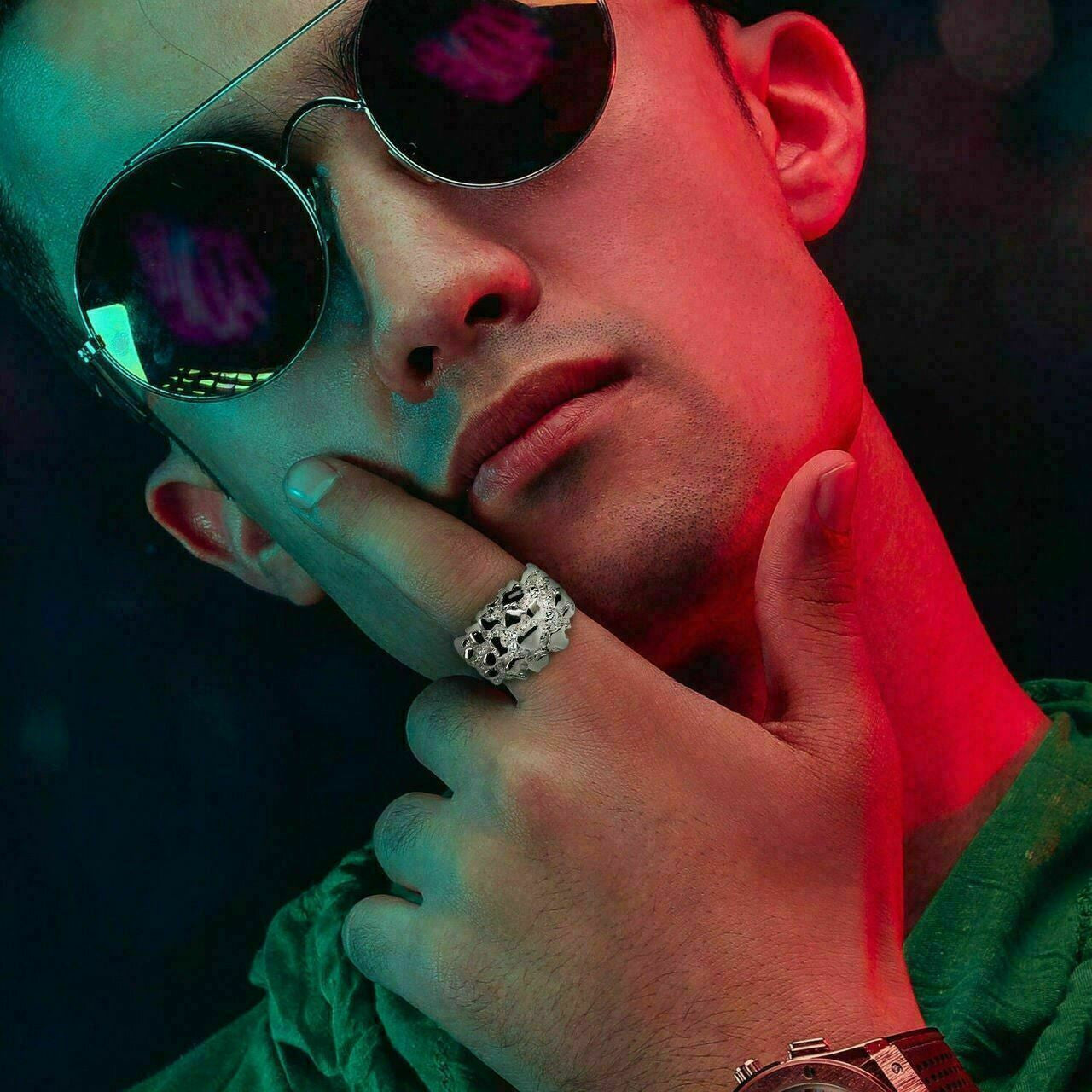 HarlemBling Mens REAL Solid 925 Sterling Silver Heavy Nugget Ring