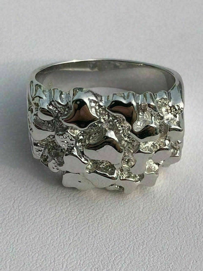 HarlemBling Mens REAL Solid 925 Sterling Silver Heavy Nugget Ring