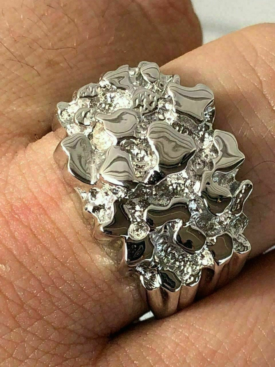 HarlemBling Mens REAL Solid 925 Sterling Silver Heavy Nugget Ring