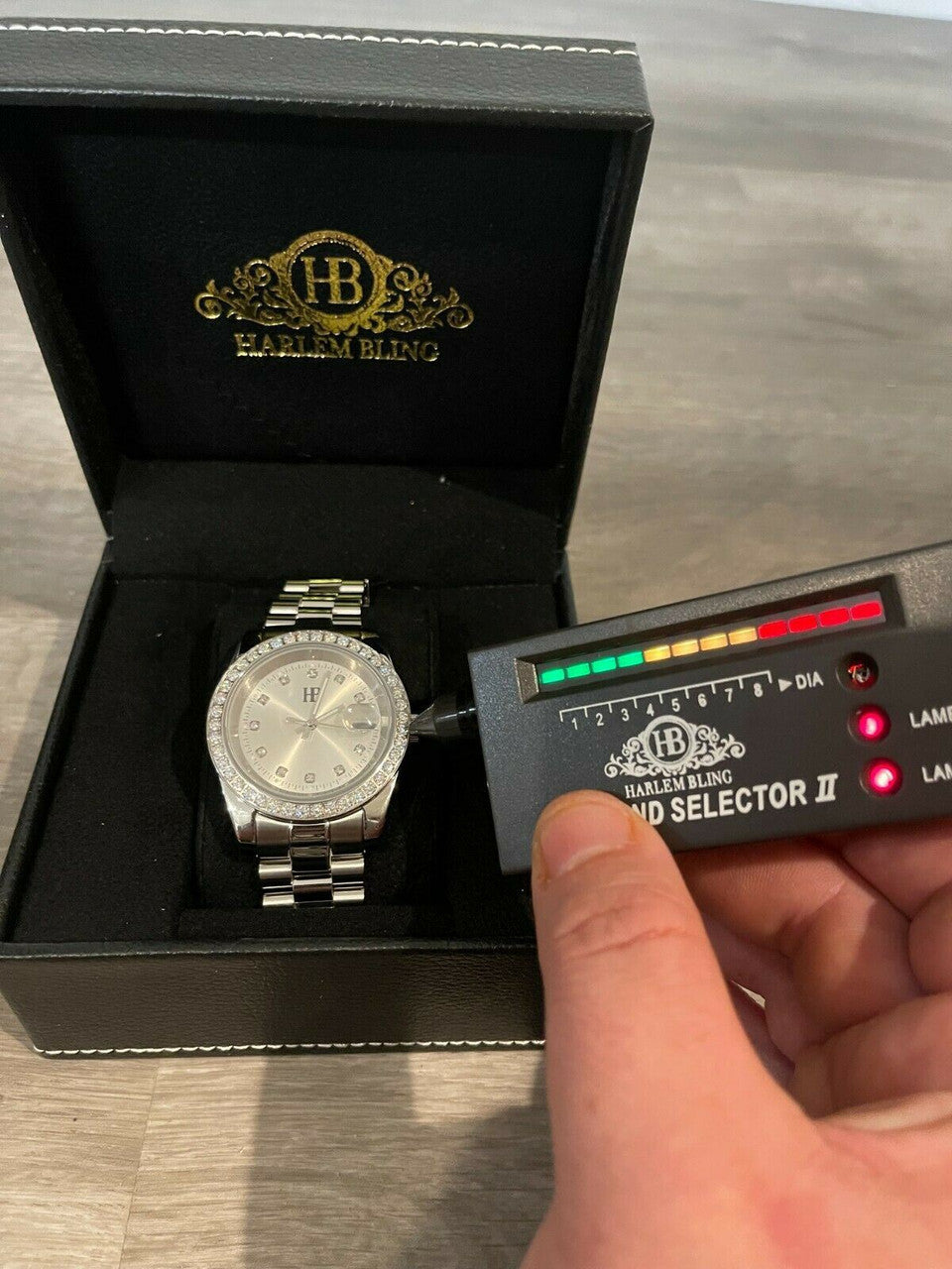 HarlemBling Mens Real Stainless Iced 3.3ct Moissanite Watch Pass Diamond Tester 41mm Pearl