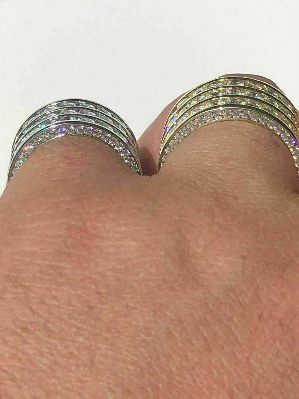 HarlemBling Mens Tennis Ring 14k Gold Over Solid 925 Silver Diamond Pinky Wedding Band REAL