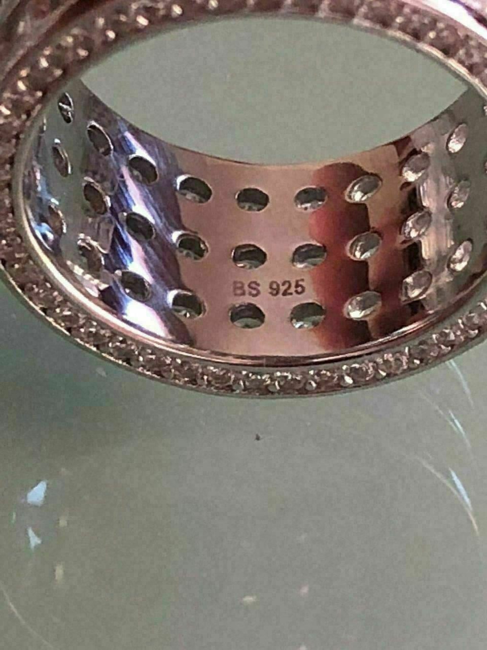 HarlemBling Mens Tennis Ring 14k Gold Over Solid 925 Silver Diamond Pinky Wedding Band REAL