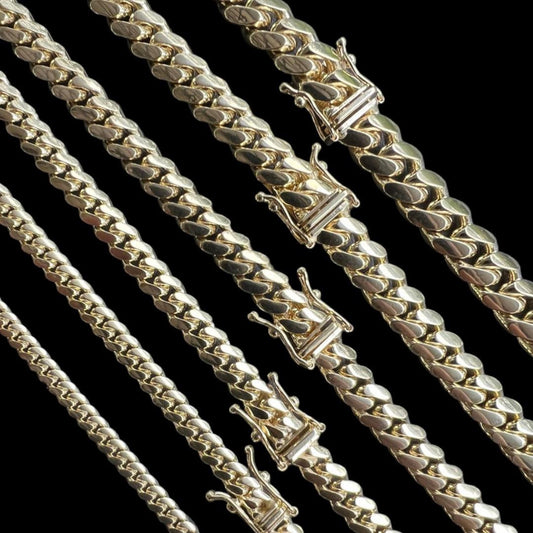 HarlemBling Miami Cuban Chain Necklace Or Bracelet - 10k Yellow Gold - 7"-26" - 3mm-8.25mm