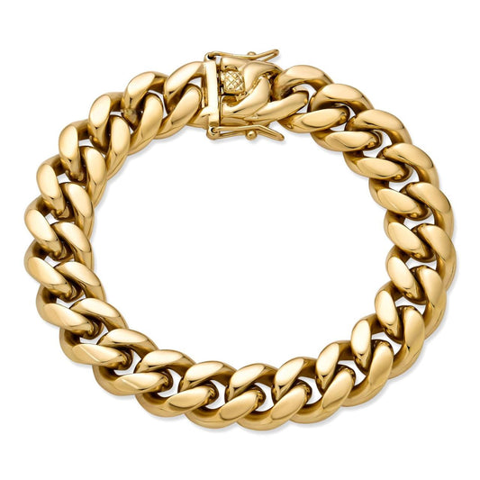 HarlemBling Miami Cuban Link Bracelet - 14k Yellow Gold Plated Stainless Steel - 6"-10" - 4mm-18mm
