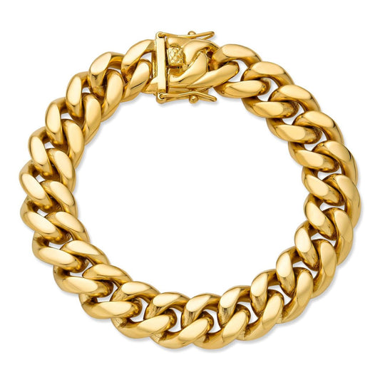 HarlemBling Miami Cuban Link Bracelet - 18k Yellow Gold Plated Stainless Steel - 6"-10" - 6mm-18mm