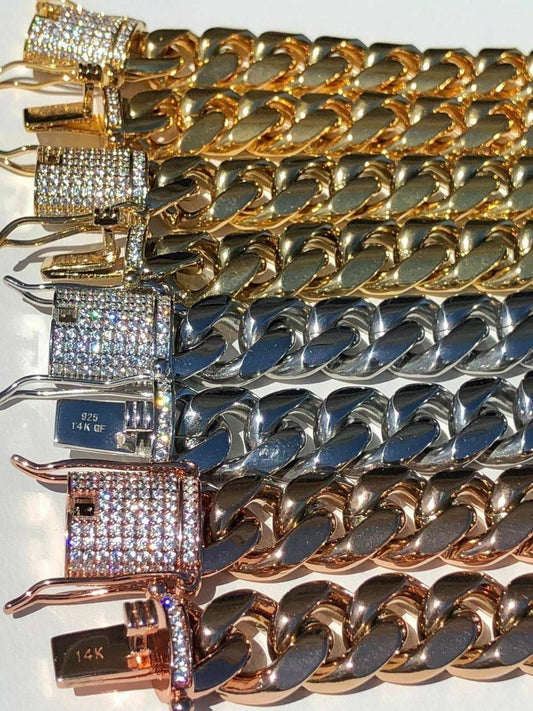 HarlemBling Miami Cuban Link Bracelet 1ct Diamond Clasp 14k 18k Gold Plated Stainless Steel