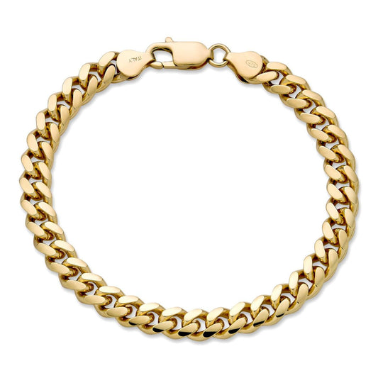HarlemBling Miami Cuban Link Bracelet Lobster Clasp - 14k Gold Vermeil 925 Sterling Silver - 6.5"-9" - 4mm-10mm