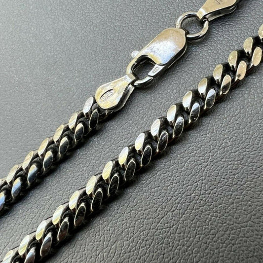 HarlemBling Miami Cuban Link Chain Necklace - Black Rhodium Over 925 Sterling Silver - 16"-30" - 5mm