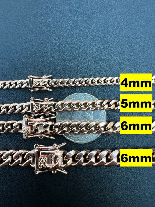 HarlemBling Miami Cuban Link Chain Necklace / Bracelet Rose Gold Finish Mens Ladies Box Lock
