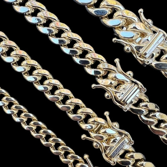 HarlemBling Miami Cuban Link Chain Necklace HOLLOW - 14k Yellow Gold - 18"-26" - 4.5mm-7mm