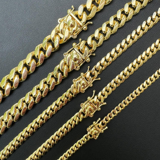HarlemBling Miami Cuban Link Chain Necklace Or Bracelet - 14k Gold Vermeil 925 Sterling Silver - 7"-30" - 4mm-10.5mm