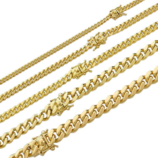 HarlemBling Miami Cuban Link Chain Necklace Or Bracelet - 14k Gold Vermeil 925 Sterling Silver - 7"-30" - 4mm-10.5mm