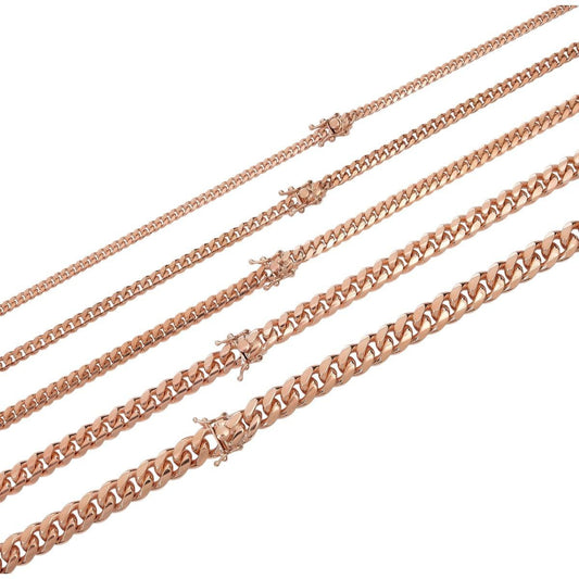 HarlemBling Miami Cuban Link Chain Necklace Or Bracelet - 14k Rose Gold Vermeil 925 Sterling Silver - 7"-30" - 4mm-10.5mm