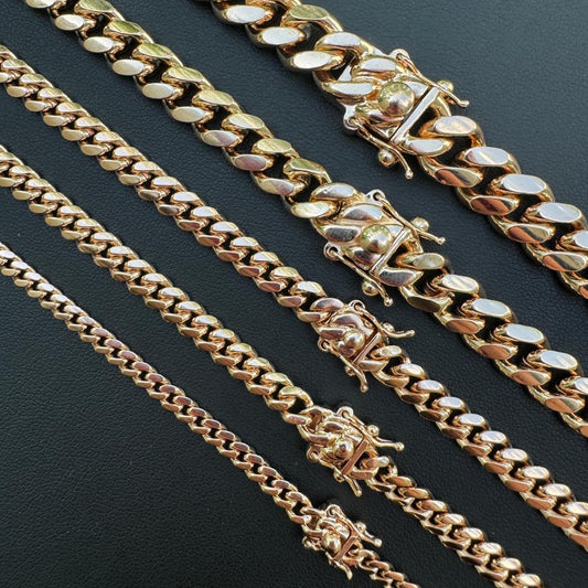 HarlemBling Miami Cuban Link Chain Necklace Or Bracelet - 14k Rose Gold Vermeil 925 Sterling Silver - 7"-30" - 4mm-10.5mm
