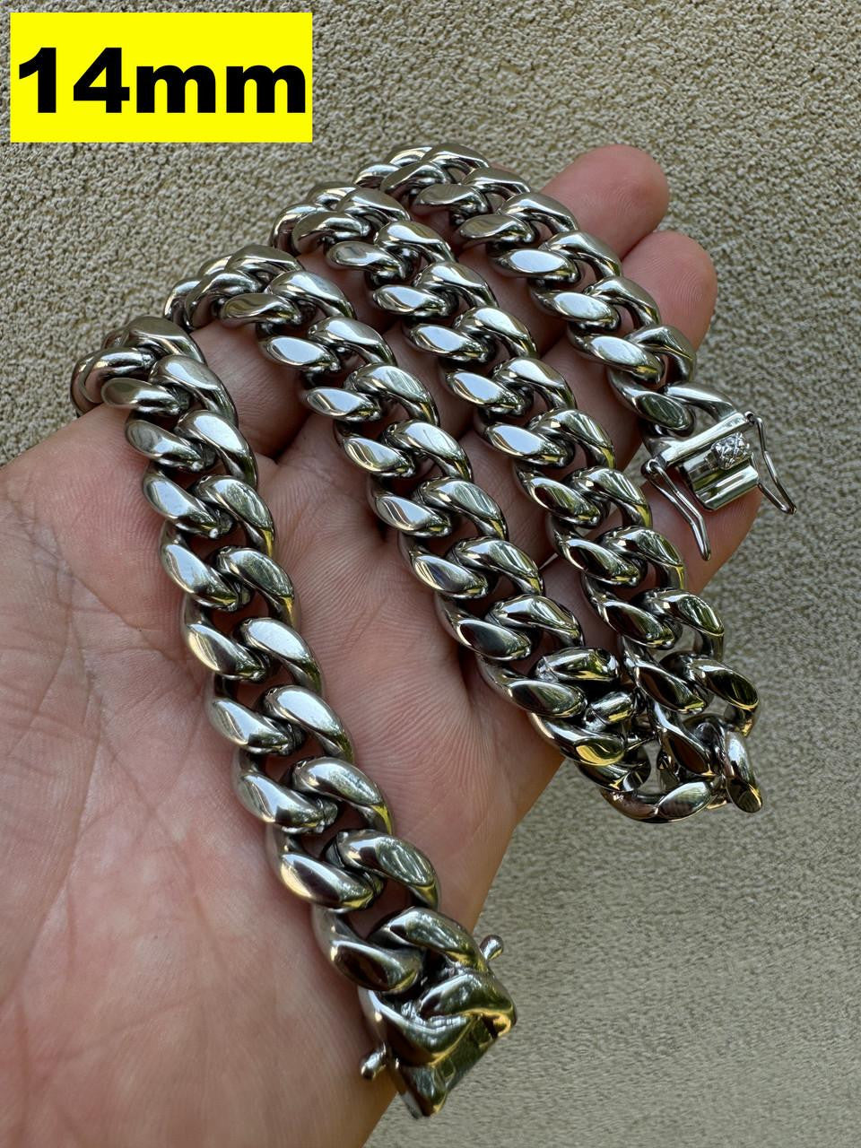 HarlemBling Miami Cuban Link Chain Necklace - Stainless Steel - 16"-36" - 4mm-18mm