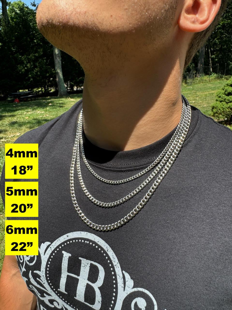 HarlemBling Miami Cuban Link Chain Necklace - Stainless Steel - 16"-36" - 4mm-18mm