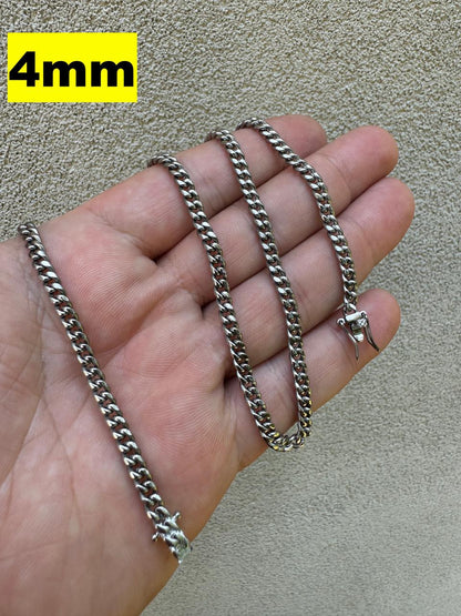 HarlemBling Miami Cuban Link Chain Necklace - Stainless Steel - 16"-36" - 4mm-18mm