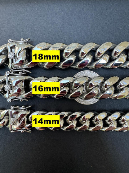 HarlemBling Miami Cuban Link Chain Necklace - Stainless Steel - 16"-36" - 4mm-18mm
