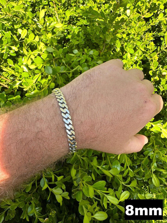 HarlemBling Miami Cuban Link Mens Chain Bracelet Real 925 Sterling Silver Sleek Clasp 6-12mm