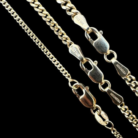 HarlemBling Micro Miami Cuban Link Chain Necklace - 14k Yellow Gold - 16"-24" - 1.5mm-3mm