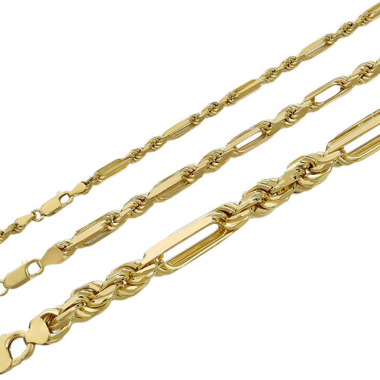 HarlemBling Milano Figarope Chain Necklace Or Bracelet - 14k Gold Vermeil 925 Sterling Silver - 7"-30" - 4mm-10mm
