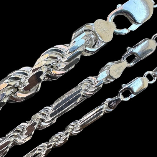 HarlemBling Milano Figarope Chain Necklace Or Bracelet - 925 Sterling Silver - 7"-30" - 4mm-10mm