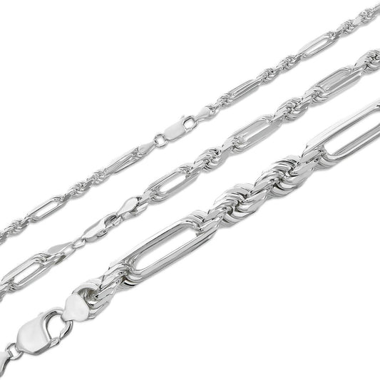 HarlemBling Milano Figarope Chain Necklace Or Bracelet - 925 Sterling Silver - 7"-30" - 4mm-10mm