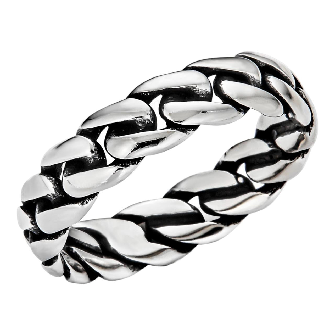 HarlemBling Mini Plain Cuban Link Ring - Timeless Classic - 925 Silver Oxidized