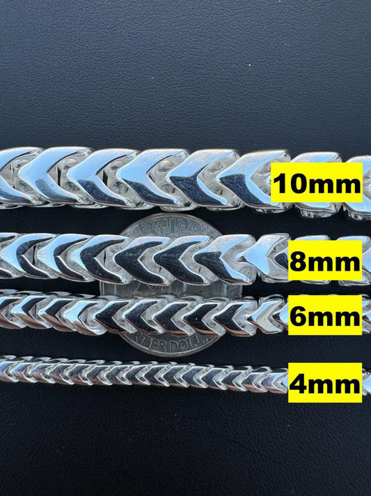 HarlemBling Modern Franco Link Chain Necklace W. Box Lock - 925 Sterling Silver - 18"-30" - 4mm-10mm