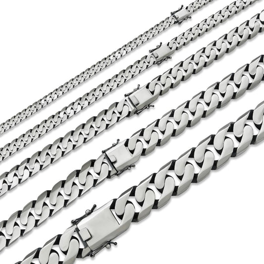 HarlemBling Modern Miami Cuban Link Chain Necklace Or Bracelet - 925 Sterling Silver Oxidized Gunmetal Finish - 7"-28" - 6mm-20mm