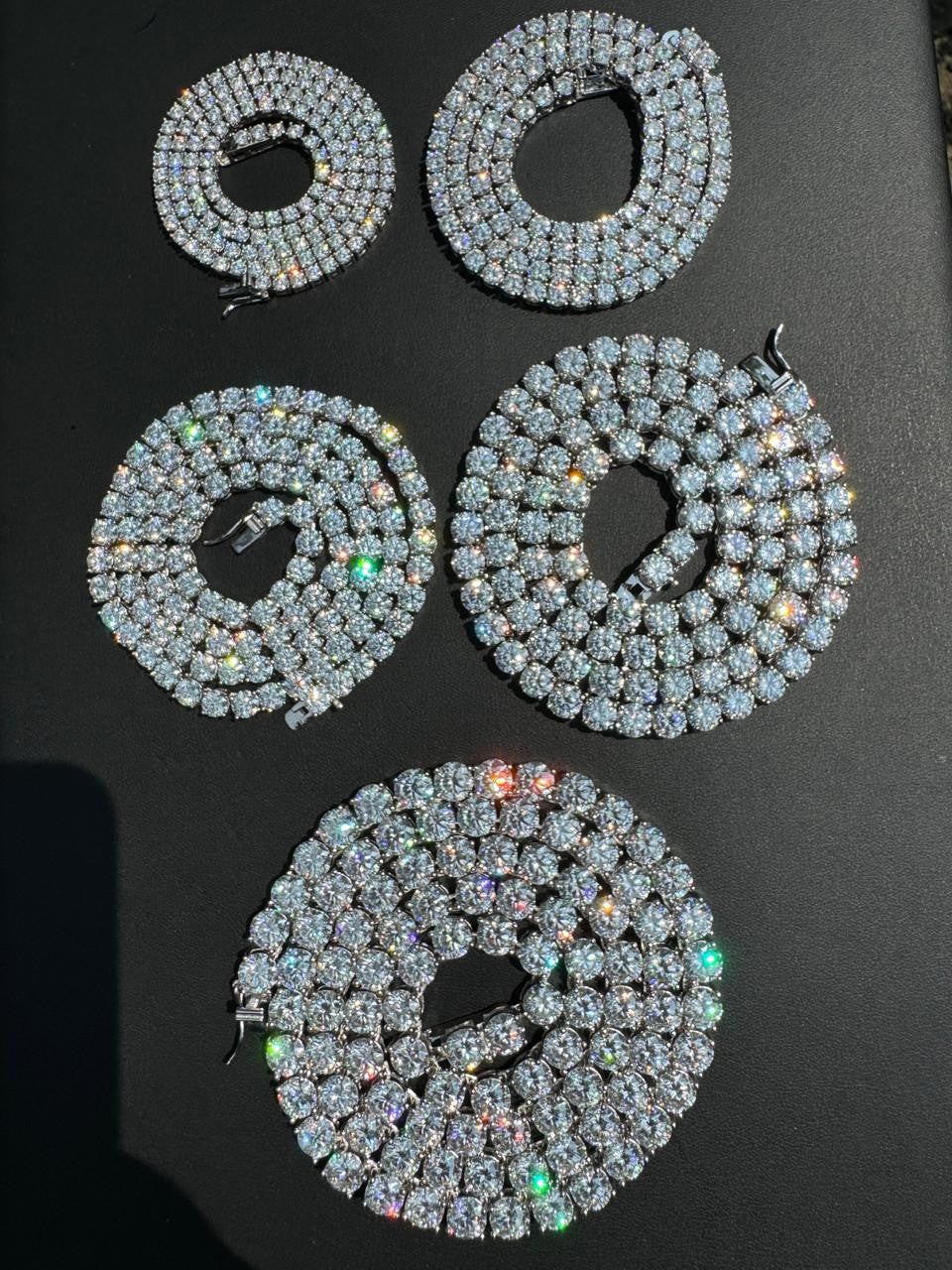 HarlemBling MOISSANITE #1 BESTSELLER Tennis Chain Necklace Iced Out - 14k Gold Vermeil, Rose Gold Vermeil Or 925 Silver - 3mm-7mm - 16-30"