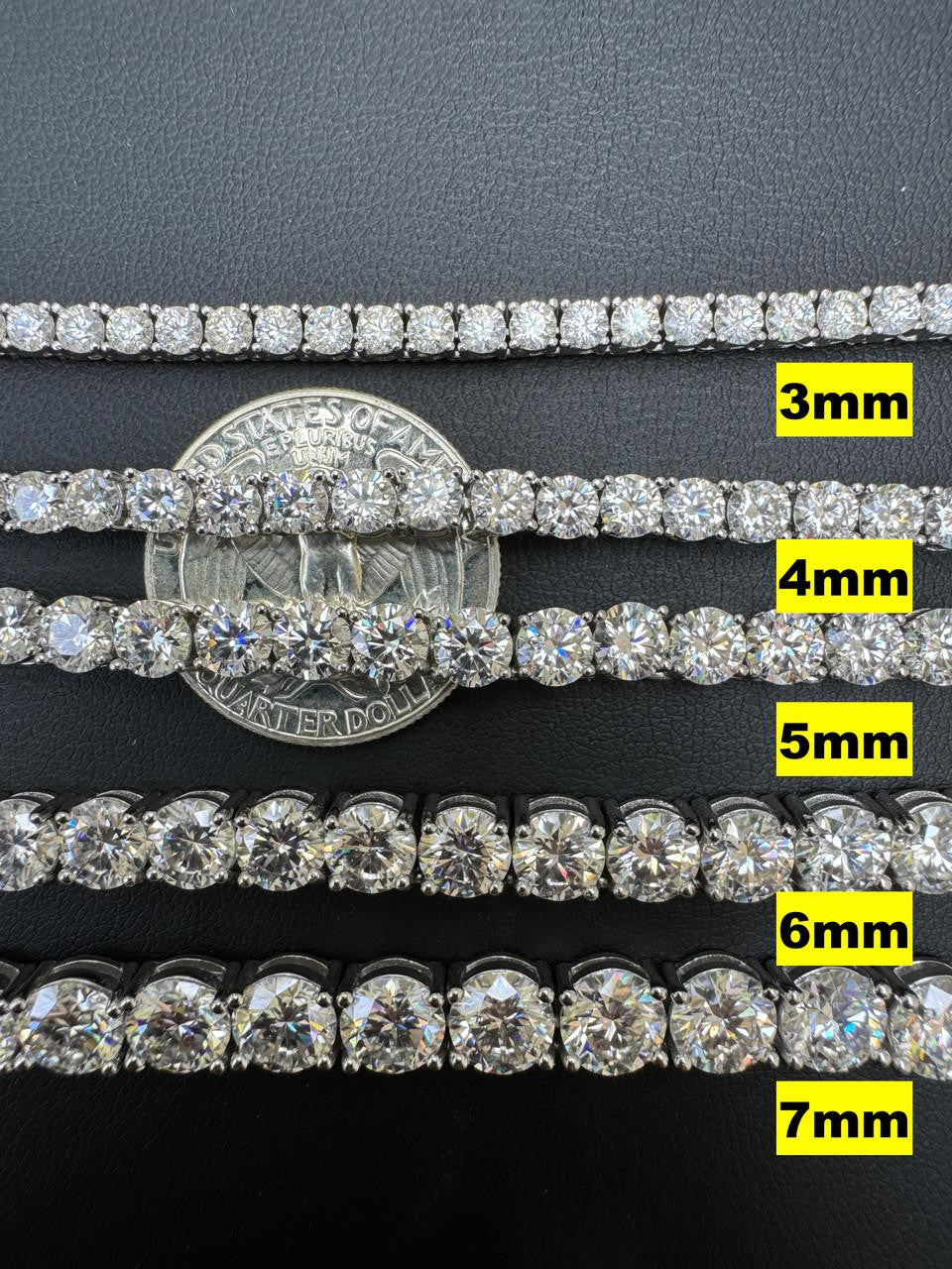 HarlemBling MOISSANITE #1 BESTSELLER Tennis Chain Necklace Iced Out - 14k Gold Vermeil, Rose Gold Vermeil Or 925 Silver - 3mm-7mm - 16-30"