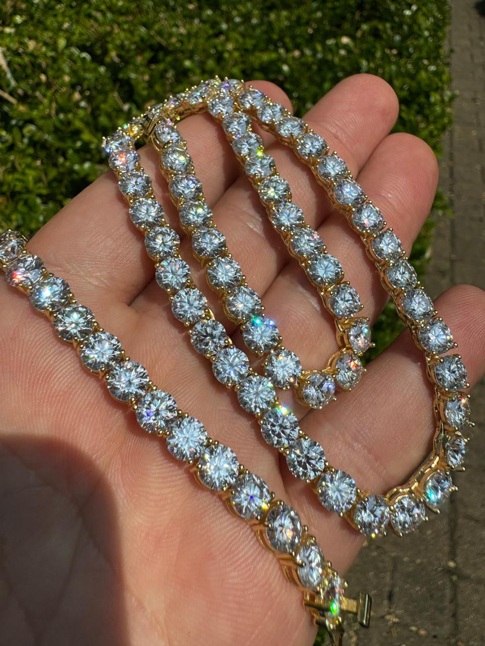 HarlemBling MOISSANITE #1 BESTSELLER Tennis Chain Necklace Iced Out - 14k Gold Vermeil, Rose Gold Vermeil Or 925 Silver - 3mm-7mm - 16-30"