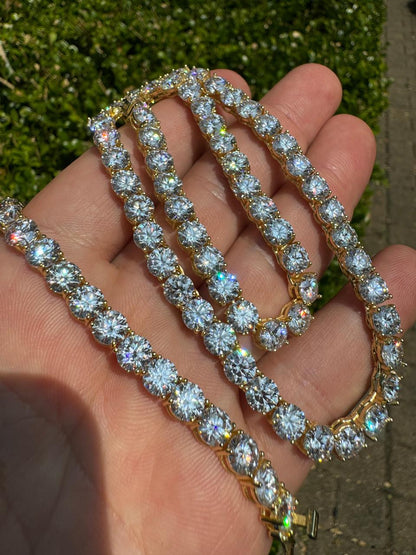 HarlemBling MOISSANITE #1 BESTSELLER Tennis Chain Necklace Iced Out - 14k Gold Vermeil, Rose Gold Vermeil Or 925 Silver - 3mm-7mm - 16-30"