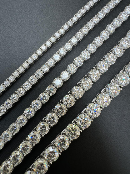 HarlemBling MOISSANITE #1 BESTSELLER Tennis Chain Necklace Iced Out - 14k Gold Vermeil, Rose Gold Vermeil Or 925 Silver - 3mm-7mm - 16-30"