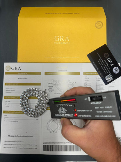 HarlemBling MOISSANITE #1 BESTSELLER Tennis Chain Necklace Iced Out - 14k Gold Vermeil, Rose Gold Vermeil Or 925 Silver - 3mm-7mm - 16-30"