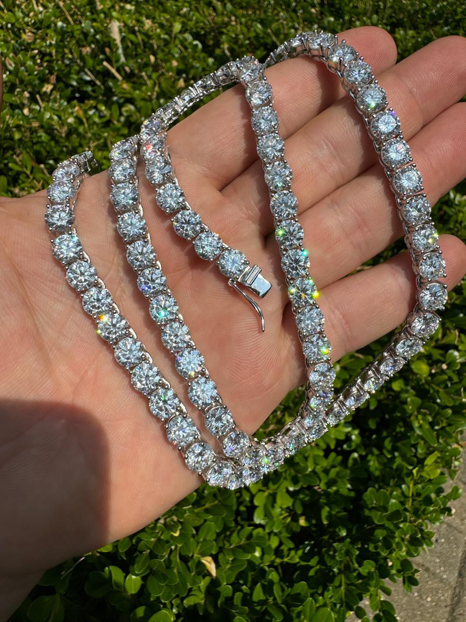 HarlemBling MOISSANITE #1 BESTSELLER Tennis Chain Necklace Iced Out - 14k Gold Vermeil, Rose Gold Vermeil Or 925 Silver - 3mm-7mm - 16-30"