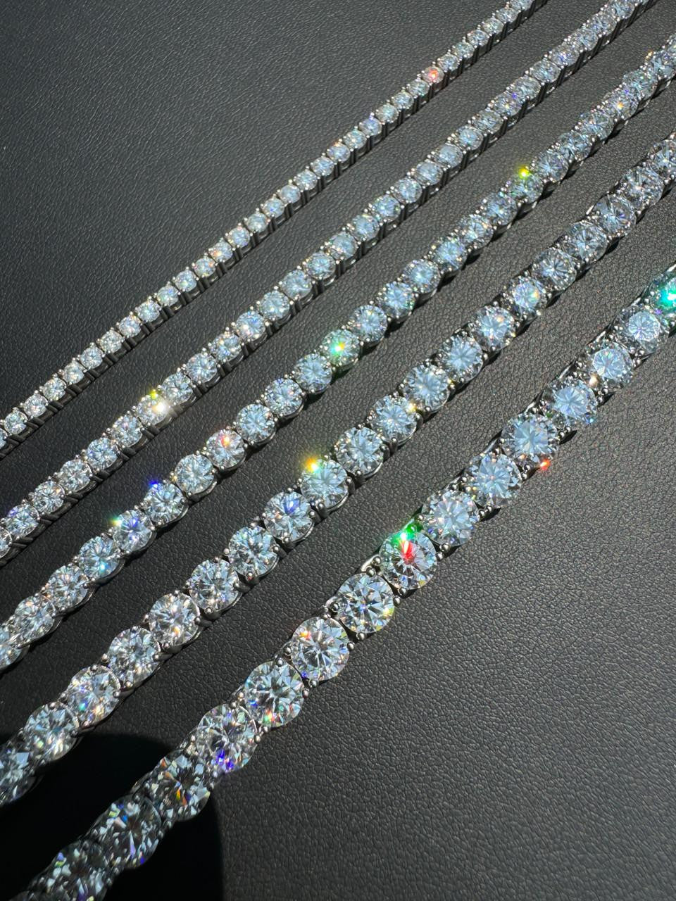 HarlemBling MOISSANITE #1 BESTSELLER Tennis Chain Necklace Iced Out - 14k Gold Vermeil, Rose Gold Vermeil Or 925 Silver - 3mm-7mm - 16-30"