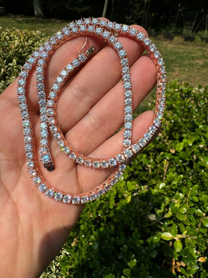 HarlemBling MOISSANITE #1 BESTSELLER Tennis Chain Necklace Iced Out - 14k Gold Vermeil, Rose Gold Vermeil Or 925 Silver - 3mm-7mm - 16-30"