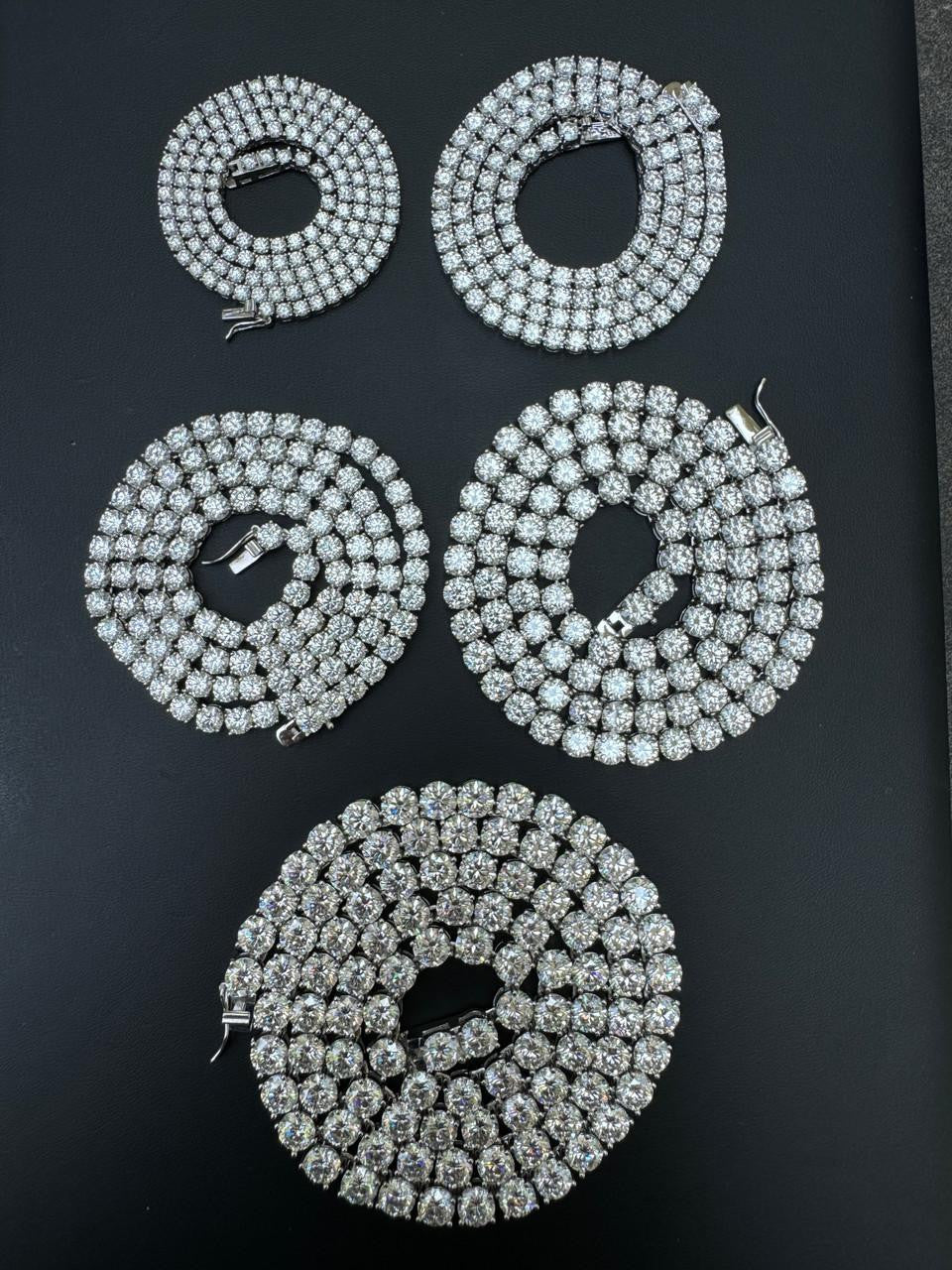 HarlemBling MOISSANITE #1 BESTSELLER Tennis Chain Necklace Iced Out - 14k Gold Vermeil, Rose Gold Vermeil Or 925 Silver - 3mm-7mm - 16-30"