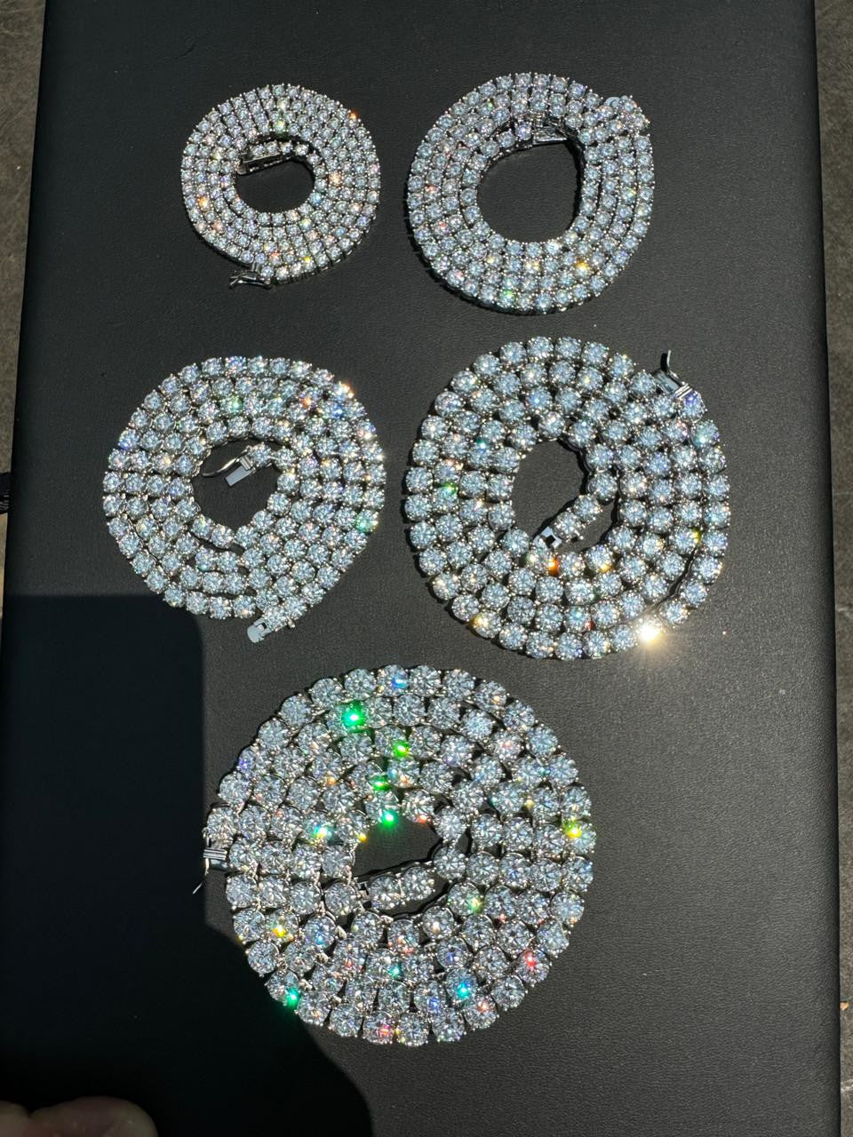 HarlemBling MOISSANITE #1 BESTSELLER Tennis Chain Necklace Iced Out - 14k Gold Vermeil, Rose Gold Vermeil Or 925 Silver - 3mm-7mm - 16-30"