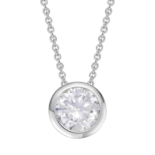 HarlemBling MOISSANITE #1 Classic Solitaire Bezel Set Pendant - 925 Silver - 1ct-4ct